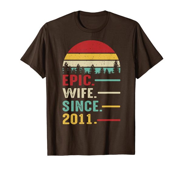 8th wedding anniversary gift women her epic wife since 2011 t-shirt, White;black