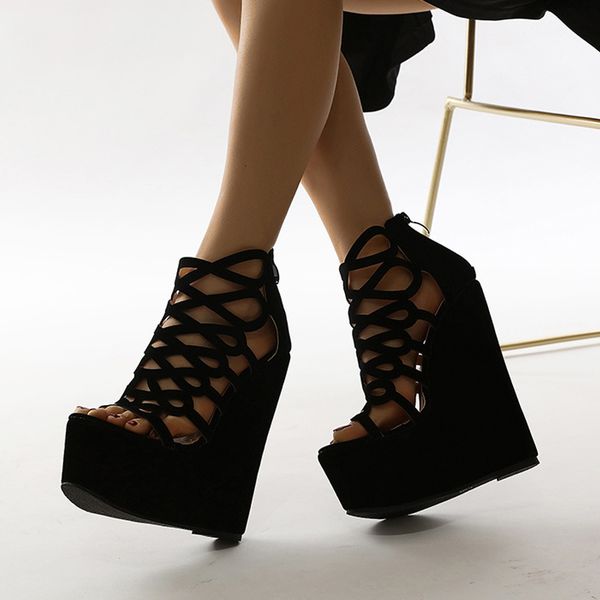 sandals nova moda sandálias de cunha fundo grosso para mulher signer aberto toe capa calcanhar zip festa plataforma sapatos femininos casuai, Black
sandals nova moda sandálias de cunha fundo grosso para mulher signer aberto toe capa calcanhar zip festa plataforma sapatos femininos casuai, Black