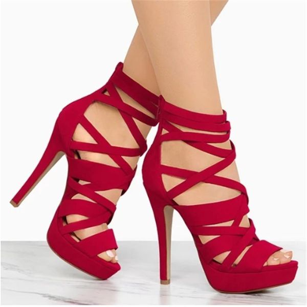 women platform sandals open toe cross strap high heels 12cm shoes ankle stiletto buckle decor, Black
women platform sandals open toe cross strap high heels 12cm shoes ankle stiletto buckle decor, Black
