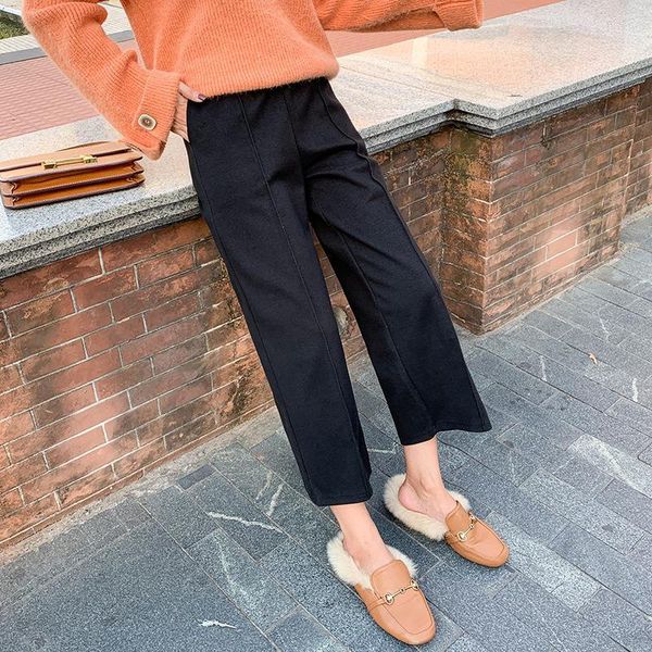 women's pants & capris 2021 winter thick women trouser black beige solid high waist wide leg loose long palazzo culottes, Black;white
women's pants & capris 2021 winter thick women trouser black beige solid high waist wide leg loose long palazzo culottes, Black;white