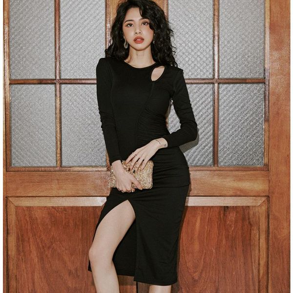 casual dresses autumn full sleeve solid hollow out long sleeved sheath bodycon knee-length split women's vintage dress, Black;gray
casual dresses autumn full sleeve solid hollow out long sleeved sheath bodycon knee-length split women's vintage dress, Black;gray