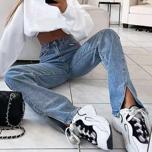women's jeans ankle slit blue women high waist straight streetwear vintage denim trousers office lady slim pants 2021 autumn
women's jeans ankle slit blue women high waist straight streetwear vintage denim trousers office lady slim pants 2021 autumn