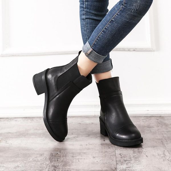 boots 2021 autumn and winter first layer cowhide chimney thick heel short elastic mouth versatile, Black
boots 2021 autumn and winter first layer cowhide chimney thick heel short elastic mouth versatile, Black
