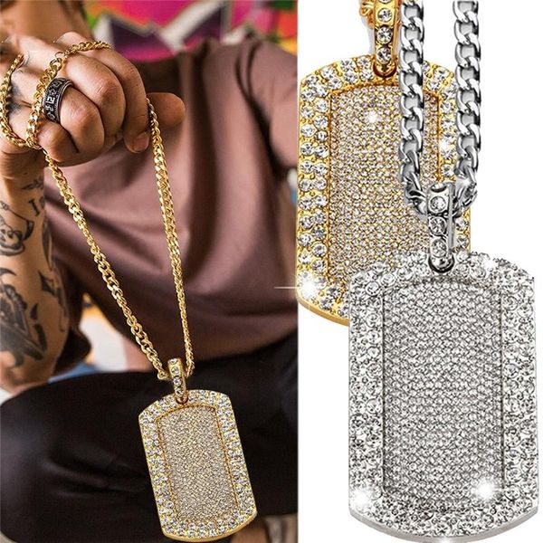 pendant necklaces men's hip hop filled iced out rhinestone gold color charm square dog tag necklace with cuban chain jewelry, Silver
pendant necklaces men's hip hop filled iced out rhinestone gold color charm square dog tag necklace with cuban chain jewelry, Silver