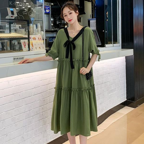 199# maternity clothes summer v neck solid color short sleeves easy matching loose stylish dress pregnant women mom dresses, White
199# maternity clothes summer v neck solid color short sleeves easy matching loose stylish dress pregnant women mom dresses, White