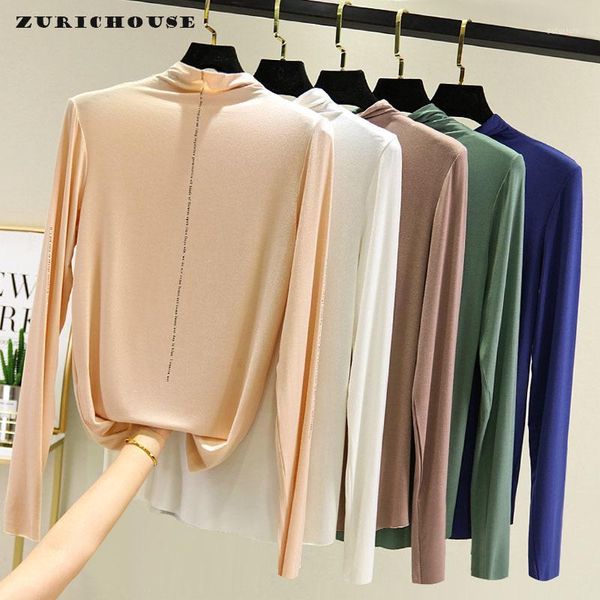half turtleneck basic t shirt women long sleeve spring summer thin section slim elastic letter tee female women's t-shirt, White
half turtleneck basic t shirt women long sleeve spring summer thin section slim elastic letter tee female women's t-shirt, White