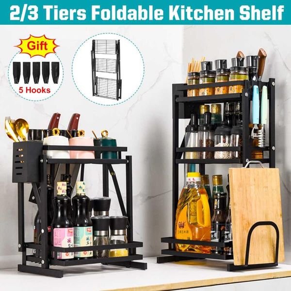 kitchen storage & organization 2/3 tiers foldable stainless steel organizer spice jar rack cabinet shelf gadget supplies drainer storager
kitchen storage & organization 2/3 tiers foldable stainless steel organizer spice jar rack cabinet shelf gadget supplies drainer storager
