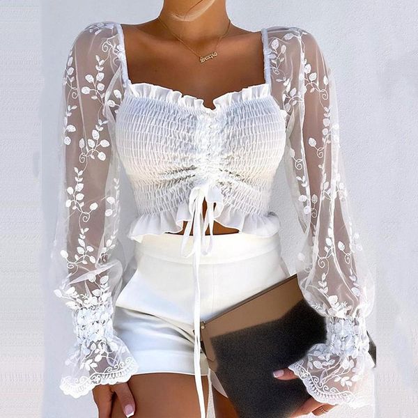 women's blouses & shirts square neck women transparent sleeve blouse elegant office lady rope pleated pullover autumn female short, White
women's blouses & shirts square neck women transparent sleeve blouse elegant office lady rope pleated pullover autumn female short, White
