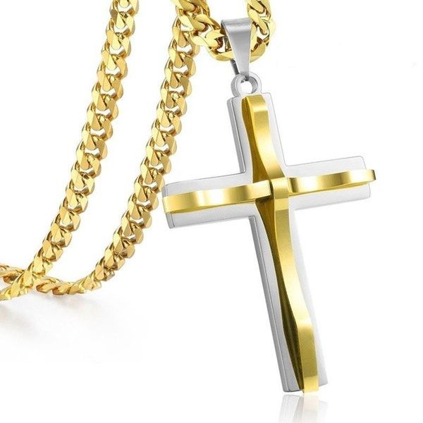 pendant necklaces cross necklace for men 3 colors stainless steel double layer classic religious jewelry gift boy, Silver
pendant necklaces cross necklace for men 3 colors stainless steel double layer classic religious jewelry gift boy, Silver