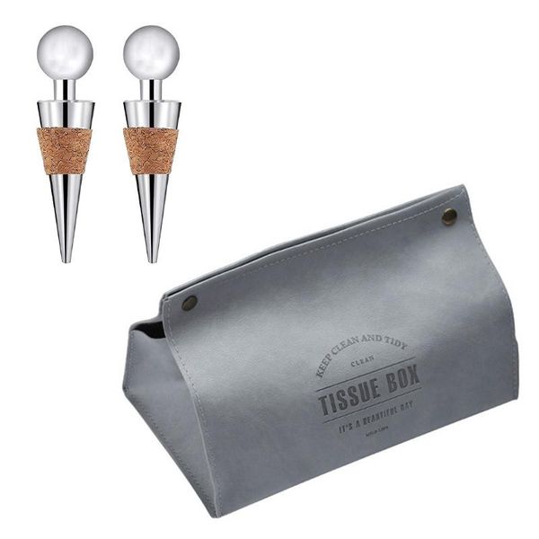 tissue boxes & napkins 1x pu leather box (light grey) 2pcs wine sers, zinc alloy bottle sers for sealing wine, champagne
tissue boxes & napkins 1x pu leather box (light grey) 2pcs wine sers, zinc alloy bottle sers for sealing wine, champagne