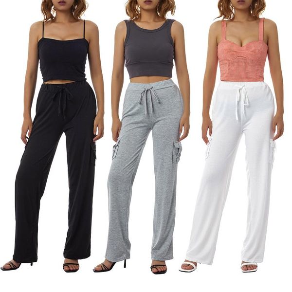 women's pants & capris 2021 casual female loose-fitting trousers solid color high waist straight-leg with multiple pockets for women xs, Black;white
women's pants & capris 2021 casual female loose-fitting trousers solid color high waist straight-leg with multiple pockets for women xs, Black;white