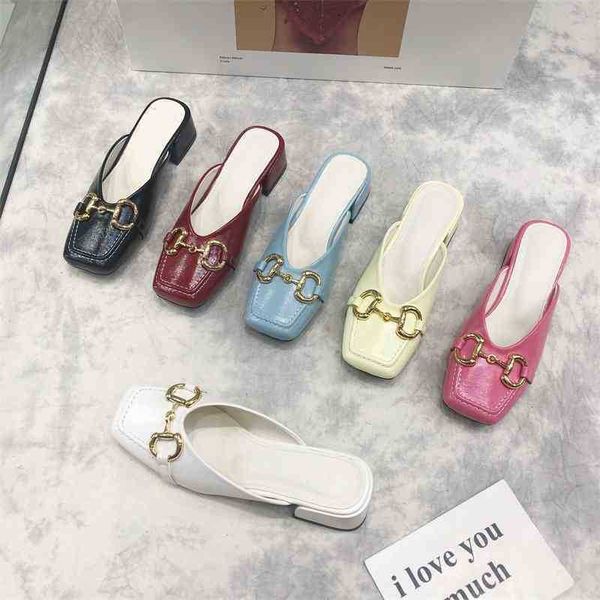 g family chain mid heel half slippers women's summer 2021 packet head cool slippers women's square head horse clasp thick heel hal, Black
g family chain mid heel half slippers women's summer 2021 packet head cool slippers women's square head horse clasp thick heel hal, Black