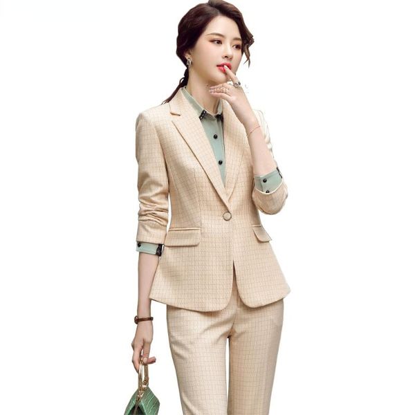 women's two piece pants arrival women winter pant suit coffee apricot plaid long sleeve one button ol 2 set work jacket blazer and trou, White
women's two piece pants arrival women winter pant suit coffee apricot plaid long sleeve one button ol 2 set work jacket blazer and trou, White