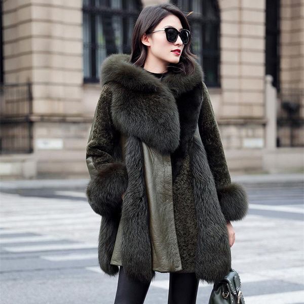 women's leather & faux sheepskin fur together coat women winter cashmere jacket female outerwear real coats a3118, Black
women's leather & faux sheepskin fur together coat women winter cashmere jacket female outerwear real coats a3118, Black