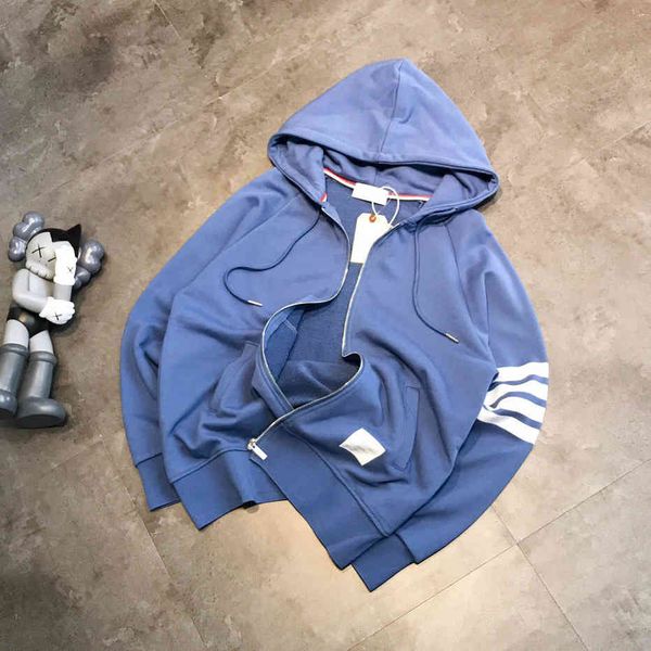 korean version tb lovers yarn dyed four bar loose casual versatile sports terry zipper hooded cardigan sweater jacket, Black
korean version tb lovers yarn dyed four bar loose casual versatile sports terry zipper hooded cardigan sweater jacket, Black