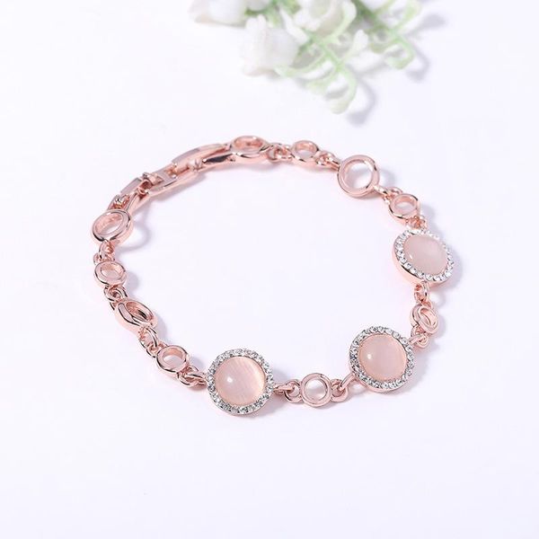 link, chain 18cm cute rose gold color opal tennis bracelet for women girls trendy jewelry romantic valentine's day gift, Black
link, chain 18cm cute rose gold color opal tennis bracelet for women girls trendy jewelry romantic valentine's day gift, Black