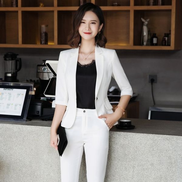professional women's suits pants summer solid color slim ruffled white blazer female slim trouser 210527
professional women's suits pants summer solid color slim ruffled white blazer female slim trouser 210527