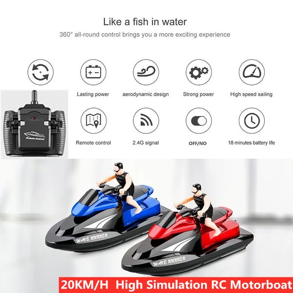 2.4g remote control boat 20km/h rc racing motorboat with dual motor waterproof summer water play high simulation surfing kid toy
2.4g remote control boat 20km/h rc racing motorboat with dual motor waterproof summer water play high simulation surfing kid toy