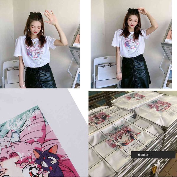 miu family 2021 new beautiful girl warrior t-shirt short sleeve loose net red ins casual cute bottom coat, White
miu family 2021 new beautiful girl warrior t-shirt short sleeve loose net red ins casual cute bottom coat, White