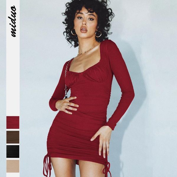 casual dresses product solid color square neckline threaded long-sleeved tight-fitting drawstring dress fashion buttocks, Black;gray
casual dresses product solid color square neckline threaded long-sleeved tight-fitting drawstring dress fashion buttocks, Black;gray
