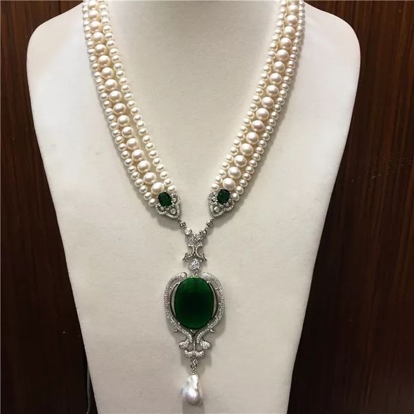 necklaces 3rows freshwater pearl white near round necklace +green pendant 19inch wholesale beads fppj, Silver
necklaces 3rows freshwater pearl white near round necklace +green pendant 19inch wholesale beads fppj, Silver