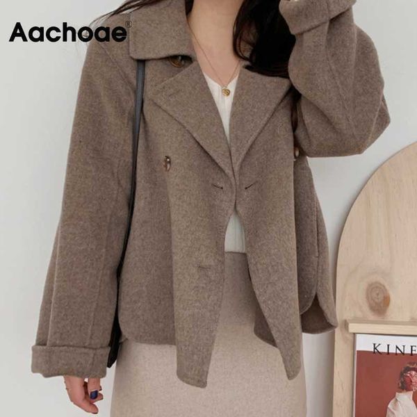 aachoae fashion women elegant double breasted long sleeve wool coats autumn winter chic casual solid color outerwear 210924, Black
aachoae fashion women elegant double breasted long sleeve wool coats autumn winter chic casual solid color outerwear 210924, Black