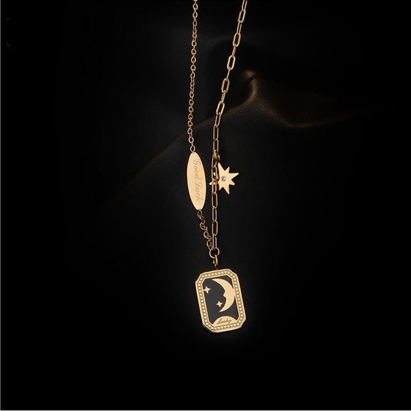pendant necklaces stainless steel black moon star gold color necklace fashion simple sparkling clavicle chain women wedding jewelry party, Silver
pendant necklaces stainless steel black moon star gold color necklace fashion simple sparkling clavicle chain women wedding jewelry party, Silver