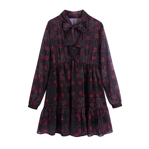 blsqr women sweet floral print mini dress lady bow tied collar long sleeve es chic lined chiffon 210430, Black;gray
blsqr women sweet floral print mini dress lady bow tied collar long sleeve es chic lined chiffon 210430, Black;gray