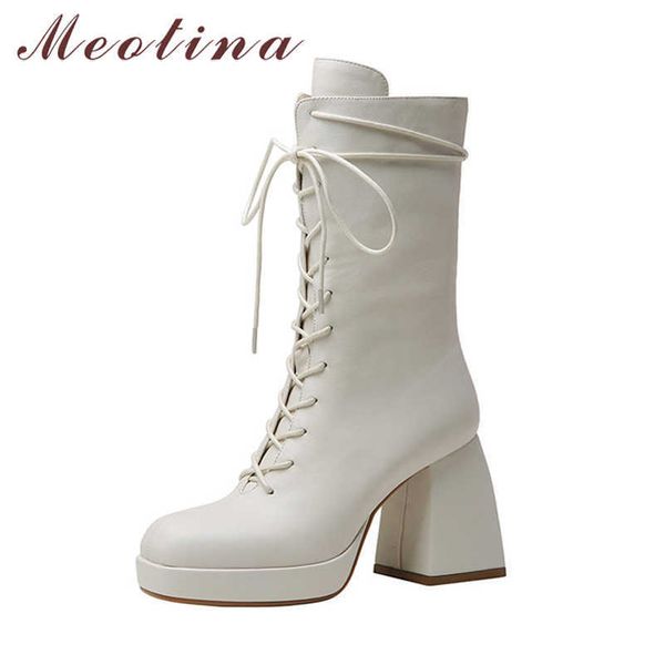meotina real leather platform super high heel mid calf boots woman shoes square toe zip cross tied block heel lady boots beige 210608, Black
meotina real leather platform super high heel mid calf boots woman shoes square toe zip cross tied block heel lady boots beige 210608, Black