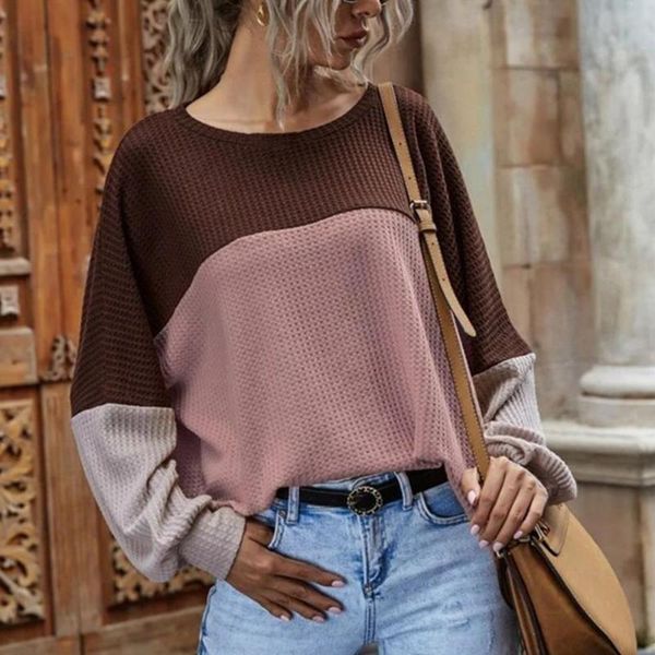 women's t-shirt fashion casual striped lady sweater stitching o neck pullover jumpers drop shoulder sleeve winter elegant knitted women, White 
women's t-shirt fashion casual striped lady sweater stitching o neck pullover jumpers drop shoulder sleeve winter elegant knitted women, White