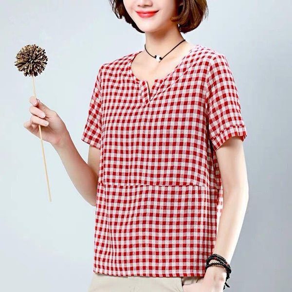 women's blouses & shirts cotton summer women temperament korean v-neck lattice short sleeve loose casual fashion blusas mm0672, White
women's blouses & shirts cotton summer women temperament korean v-neck lattice short sleeve loose casual fashion blusas mm0672, White