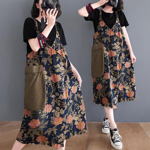 casual dresses reduction of age cowboy shoulder-straps summer pocket stitching in 200 jins printing big long strap dress, Black;gray
casual dresses reduction of age cowboy shoulder-straps summer pocket stitching in 200 jins printing big long strap dress, Black;gray