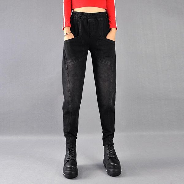 women's jeans fashion high waist harem capris women plus size elastic black cotton blend casual bloomers pants female ksc2001, Blue
women's jeans fashion high waist harem capris women plus size elastic black cotton blend casual bloomers pants female ksc2001, Blue
