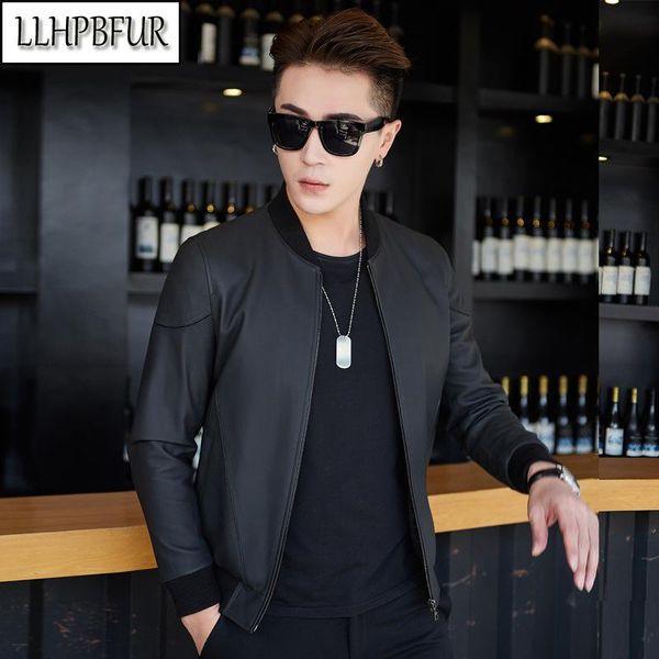 men's leather & faux men brand genuine sheepskin jacket, matte stand collar baseball uniform spring and autumn casual wear threaded, Black
men's leather & faux men brand genuine sheepskin jacket, matte stand collar baseball uniform spring and autumn casual wear threaded, Black