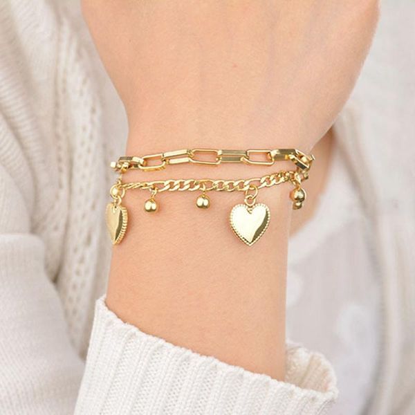 charm bracelets fashion multi-layer stainless steel bracelet female round bead love heart titanium ladies bangles jewelry, Golden;silver
charm bracelets fashion multi-layer stainless steel bracelet female round bead love heart titanium ladies bangles jewelry, Golden;silver