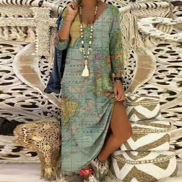casual dresses women v-neck loose long dress spring vintage earth maps print party fashion elegant sleeve maxi vestidos, Black;gray
casual dresses women v-neck loose long dress spring vintage earth maps print party fashion elegant sleeve maxi vestidos, Black;gray