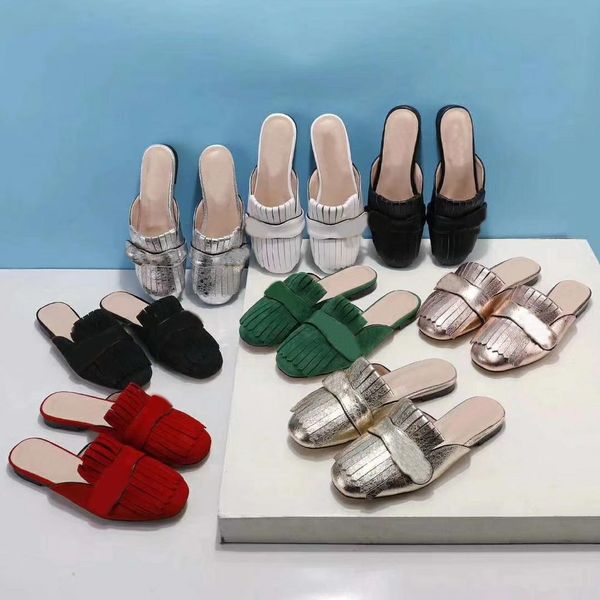 classic woman sandals slides slippers lady summer sandal metal buckle leather women shoes flat shoe half slipper with box size 34-42, Black
classic woman sandals slides slippers lady summer sandal metal buckle leather women shoes flat shoe half slipper with box size 34-42, Black