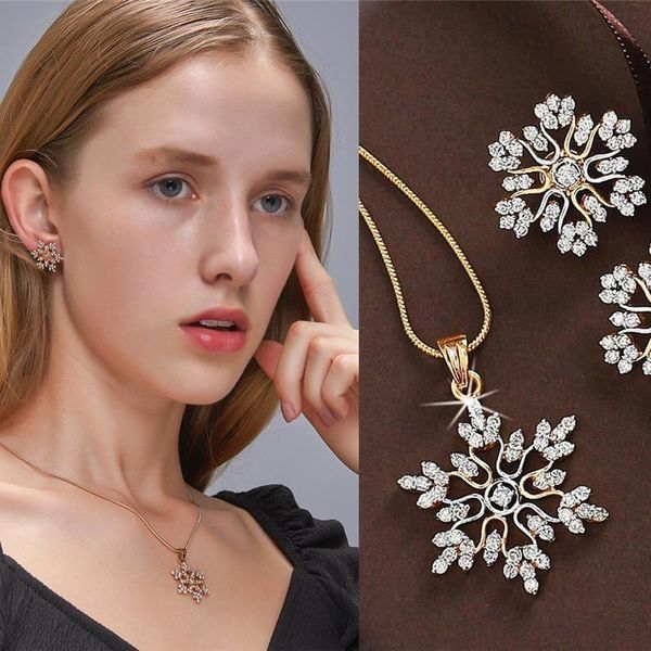 earrings & necklace cubic zircon snowflake pendant sets fashion clavicle chain for women wedding jewelry christmas gift, Silver
earrings & necklace cubic zircon snowflake pendant sets fashion clavicle chain for women wedding jewelry christmas gift, Silver