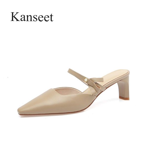 kanseet 2021 women shoes summer genuine leather mules handmade fashion design nude white high heel slippers, Black
kanseet 2021 women shoes summer genuine leather mules handmade fashion design nude white high heel slippers, Black