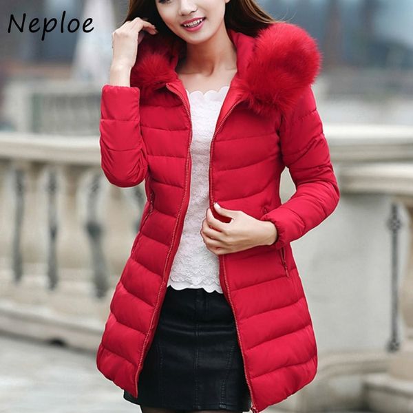 neploe simple slim fit hooded fur collar winter women jacket all-match mid-length cotton coat solid color double pockets parkas 210423, Black
neploe simple slim fit hooded fur collar winter women jacket all-match mid-length cotton coat solid color double pockets parkas 210423, Black