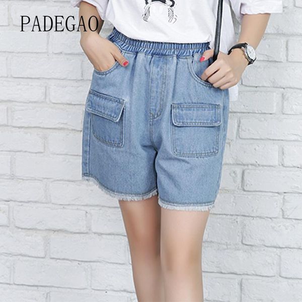women's shorts loose summer denim casual light blue women elastic waist short womens jeans femme mujer woman fashion, White;black 
women's shorts loose summer denim casual light blue women elastic waist short womens jeans femme mujer woman fashion, White;black