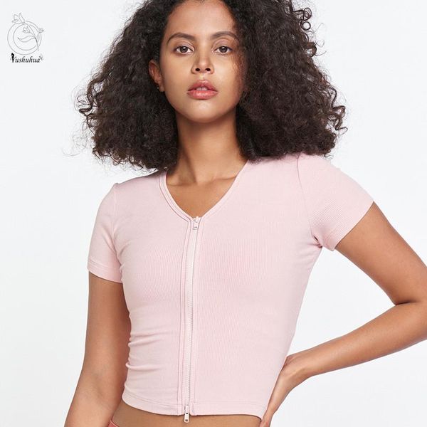 yoga outfit yushuhua zip short sleeve summer running fitness shirt gym workout women's clothing cut sports t-shirt
yoga outfit yushuhua zip short sleeve summer running fitness shirt gym workout women's clothing cut sports t-shirt