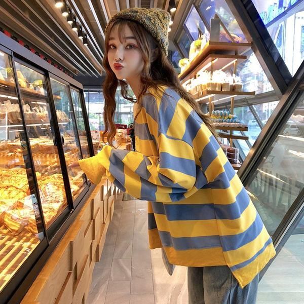 women's hoodies & sweatshirts striped casual loose patchwork split polyester o-neck long sleeve for spring n02e, Black
women's hoodies & sweatshirts striped casual loose patchwork split polyester o-neck long sleeve for spring n02e, Black