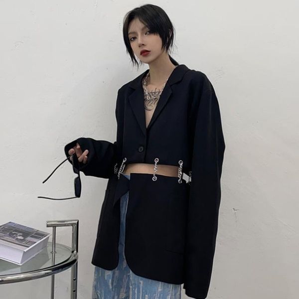 women's suits & blazers tide autumn 2021 female sashes black button turn-down collar long-sleeved blazer coat single breasted loose top, White;black
women's suits & blazers tide autumn 2021 female sashes black button turn-down collar long-sleeved blazer coat single breasted loose top, White;black