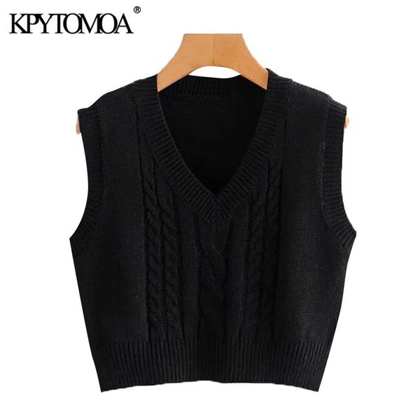 women fashion with ribbed trim cropped knitted vest sweater vintage v neck sleeveless female pullovers chic 210416, White;black
women fashion with ribbed trim cropped knitted vest sweater vintage v neck sleeveless female pullovers chic 210416, White;black