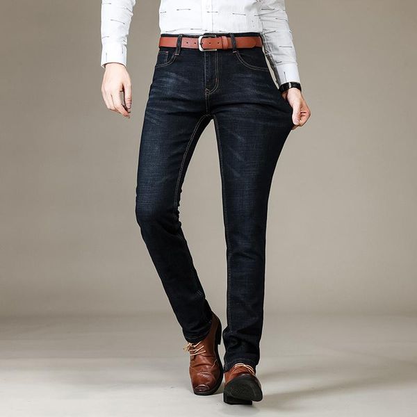 men's jeans men slim straight business casual black elasticity cotton denim pants trousers, Blue
men's jeans men slim straight business casual black elasticity cotton denim pants trousers, Blue