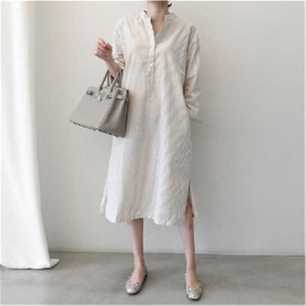 mid length korean striped stand solid slim irregular mid-calf full dresses women 210615, Black;gray
mid length korean striped stand solid slim irregular mid-calf full dresses women 210615, Black;gray