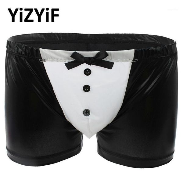 men patent leather boxer underwear with buttons and bowknot tuxedo brief gay sissy panties boxers men's swimwear
men patent leather boxer underwear with buttons and bowknot tuxedo brief gay sissy panties boxers men's swimwear