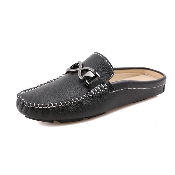 dress shoes men half slippers summer slip on comfortable outside men's slipper leather handmade sewing casual driving size 39-44 8, Black
dress shoes men half slippers summer slip on comfortable outside men's slipper leather handmade sewing casual driving size 39-44 8, Black