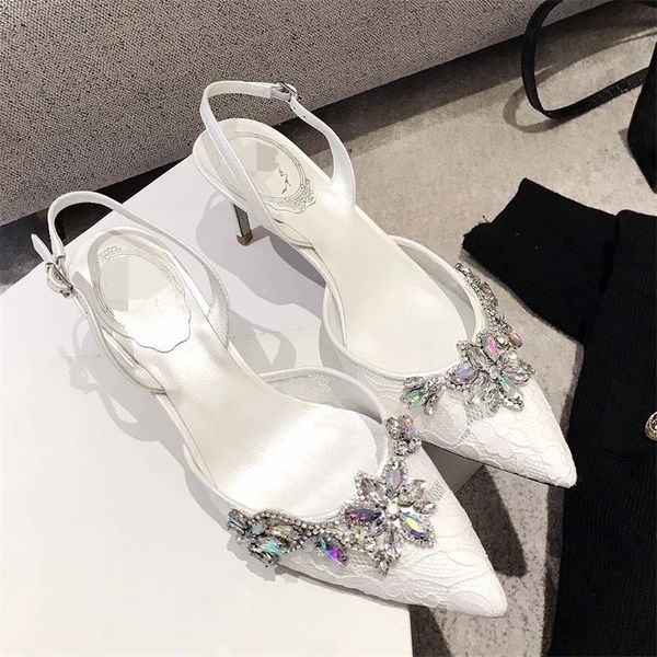 slippers summer white pointed lace bridal wedding shoes crystal wild stiletto banquet dress small size female sandals 5, Black
slippers summer white pointed lace bridal wedding shoes crystal wild stiletto banquet dress small size female sandals 5, Black